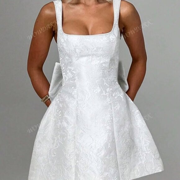 SHEIN Dresses & Skirts - WOWDARK Women Square Neck Bow Decor A-Line Strap Summer Dress